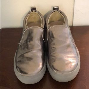 Silver Bronze Metallic 8.5 slip on tennis